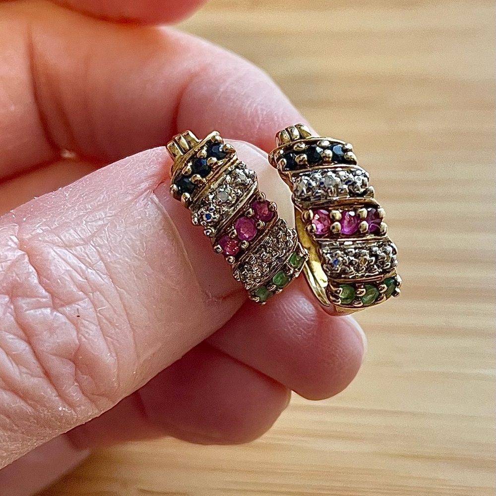 Ross-Simons Multicolor Gemstone Hoop Earrings